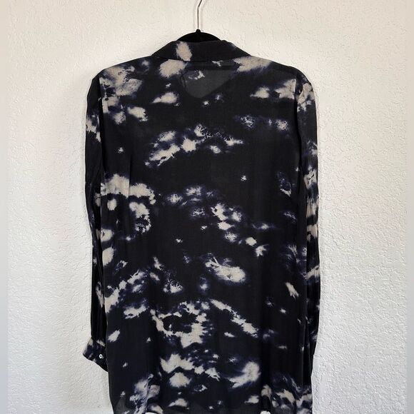 Zara black tie dye button down shirt size large - Picture 7 of 9